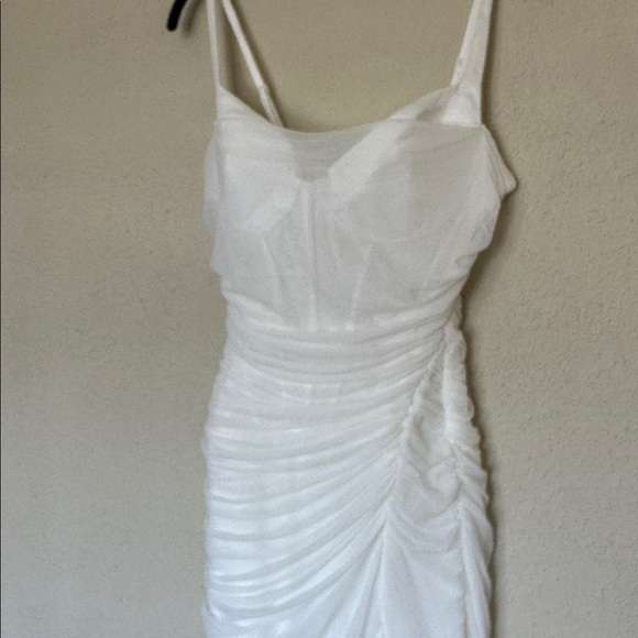 HOUSE‎ OF CB Lini White Mesh Maxi Dress white ruched size S D-DD Plus cup NWOT - Picture 5 of 13